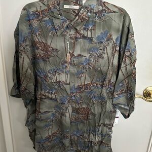 Men’s Olive Rayon Hawaiian Shirt Size XXL